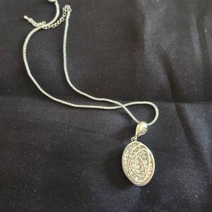 Touchstone Crystal Silver Oval Pendant Necklace